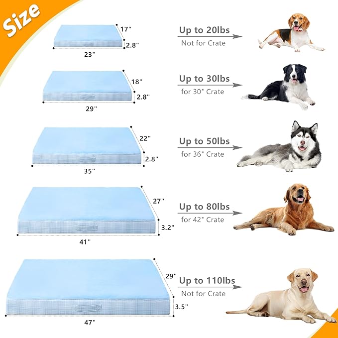 MIHIKK Washable Orthopedic Dog Bed for Large Dogs, XL Waterproof Pet Bed with Egg Crate Foam Strong Support, Machine Washable Cover & Anti-Slip Bottom & Durable Zipper 41x27(Blue)