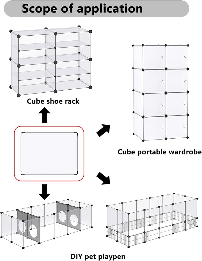 DINMO 4 Pcs Transparent Plastic Panel, 11.8" x 15.7", for DIY Small Animal Playpen and Cube Storage Unit