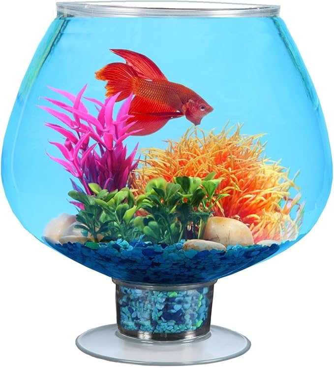 Koller Products 1.7 Gallon Brandy Snifter Fish Bowl, Impact-Resistant Plastic, Ideal for Party Events, Home Decor, Betta Bowl