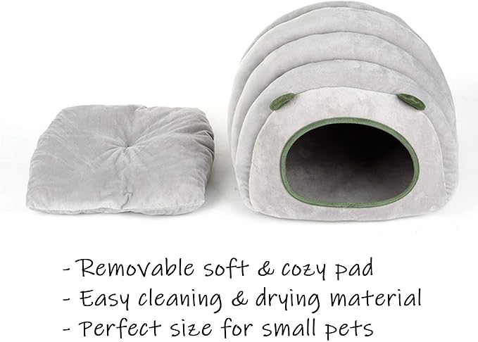HLMOptimo Guinea Pig Hideout Bed Rabbit House Cave Accessories Cozy Hide-Out for Bunny Hedgehog Ferret Chinchilla&Other Small Animals (Grey, Caterpillar)