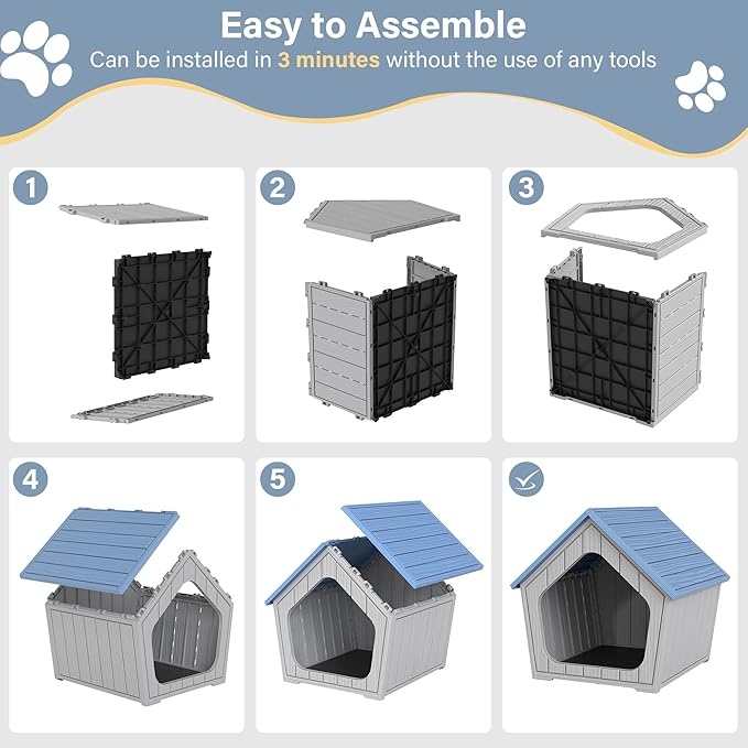 Outdoor Cat House Weatherproof, Clawsable Cat Houses for Outdoor Indoor Cats, Feral Outside Cats House Weatherproof, Resin Insulated Material, Air Holes Easy to Clean and Install, Blue