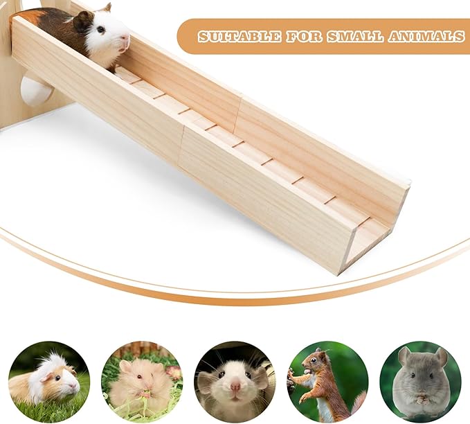Wooden Guinea Pig Ramp for Cage, Hamster Platform, Hamster Ladder Toys, Bridge Accessories for Guinea Pig Cage, Cage Accessories for Guinea Pig, Hamster, Rats, Chinchillas, Squirrels