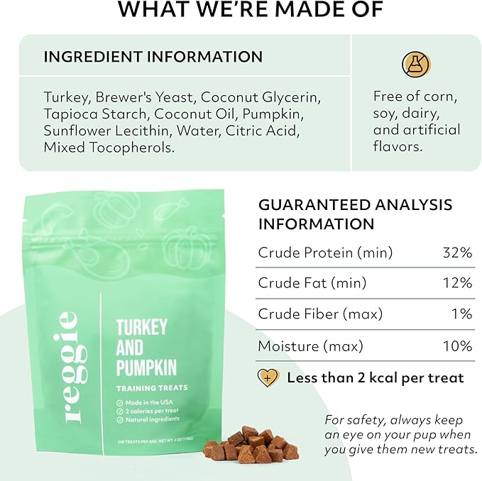 Reggie Forager Ball & Training Treats for Dogs | Enrichment Toy + Healthy Turkey & Pumpkin Training Treats | Reduces Boredom, Stress & Hyperactivity | Low-Calorie, Protein-Packed | 340 Treats