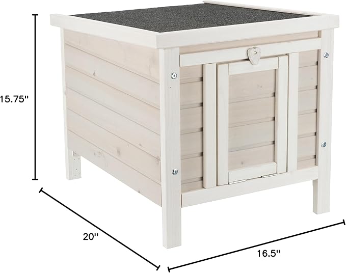 TRIXIE Outdoor Cat House, Weatherproof Cat Home with Raised Floor, Hinged Asphalt Roof & Covered Opening, Small Outdoor Shelter for Cats and Small Animals, Gray Fir Wood