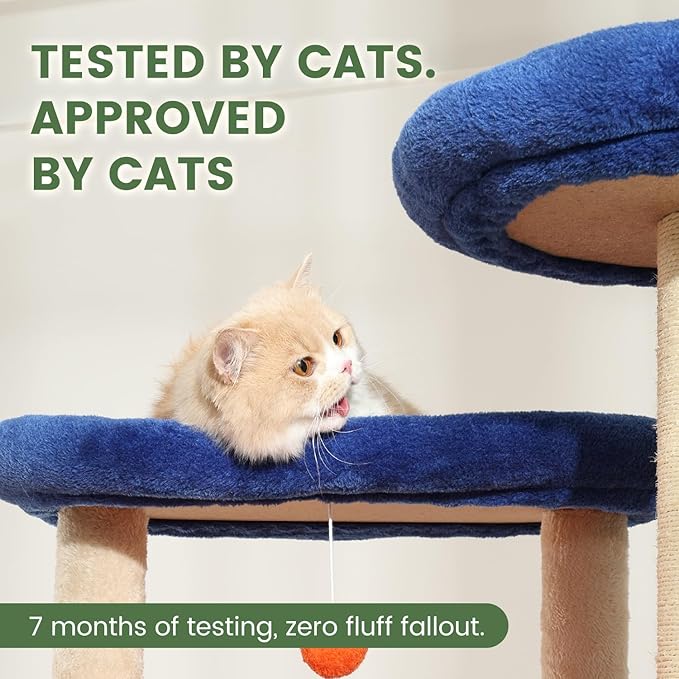 74IN Cat Tree Tower for Indoor Cats, Multi-Level Cat Condo with 3 Houses, Sisal Scratching Posts, Plush Perches, Jump Platforms and Hanging Ball Toy, Cat Furniture for Multi-Cat Family