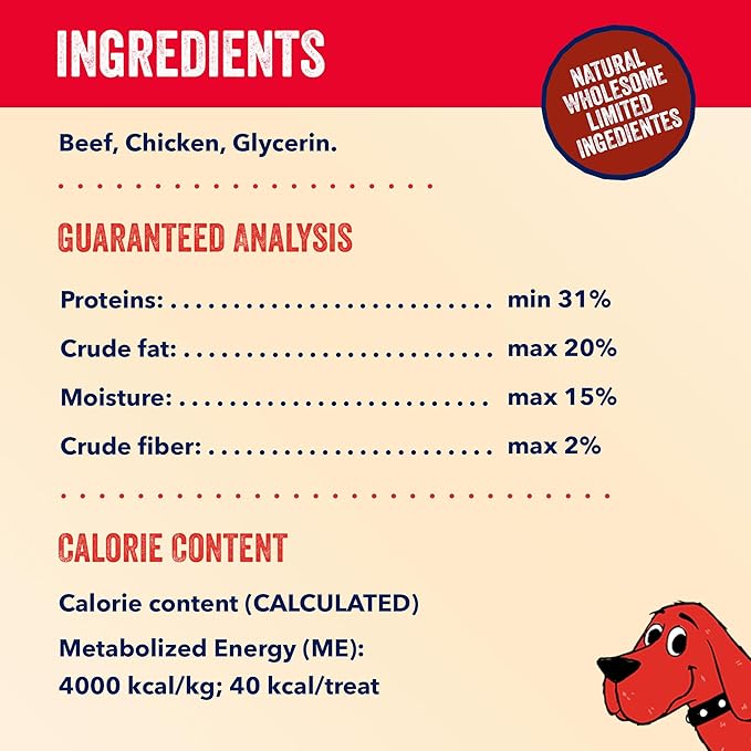 Clifford The Big Red Dog Soft Training Treats for Puppies and Dogs – Healthy, High Protein, Grain Free, Soft Puppy Treats for Small Dogs and Large – Real Beef Mini Burger Bites – 24oz