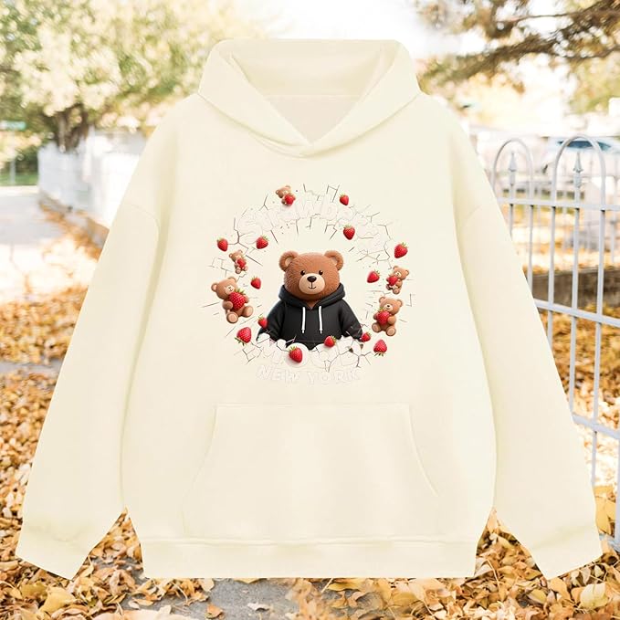 Oversized Hoodies for Women 2025 Trendy Cute Dog Cat Print Sweatshirts Hooded Pullover Tops with Kangaroo Pocket