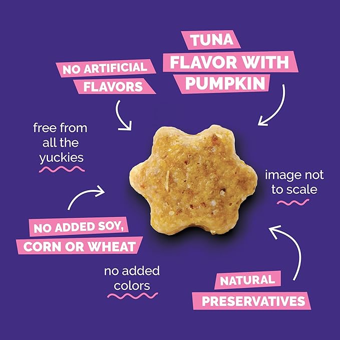Fruitables Cat Treats, Healthy Treats For Cats, Low Calorie and Packed with Protein, Crunchy Biscuits, Free of Wheat, Corn and Soy, Made with Real Tuna and Pumpkin, 2.5oz