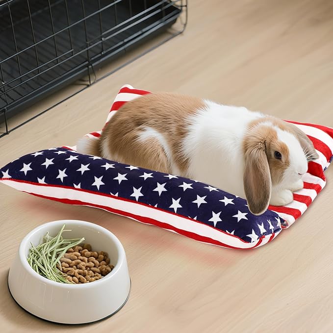 15.7X14 Inch Rabbit Bed, Padded Concave Bed for Small Animals, Cuddle Cushion Plush Mat with Cotton Lounger Pillows for Bearded Dragons, Guinea Pigs, Rabbits, and Hamsters