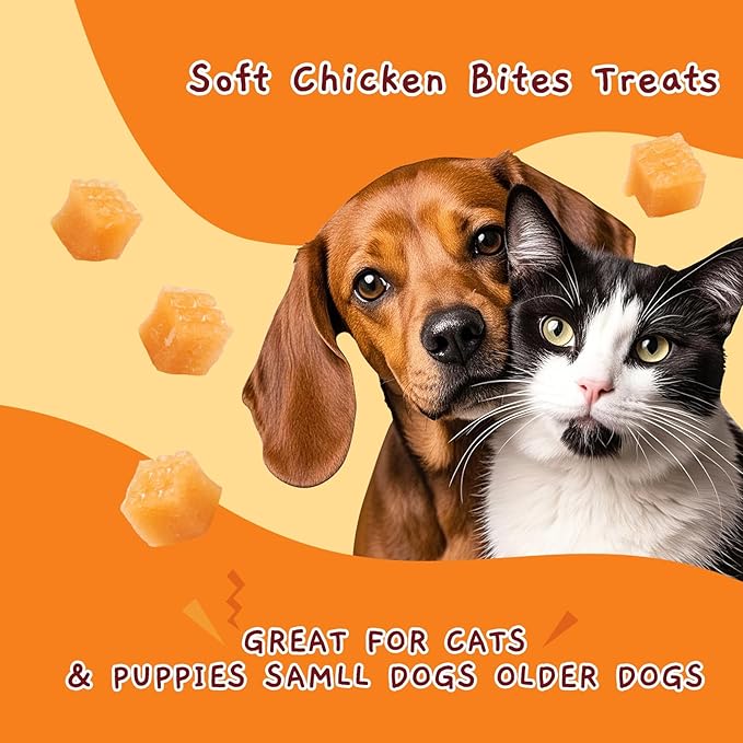 Jungle Calling Soft Chicken Treats for Dog and Cat, Natural Grain Free Chewy Food Snacks for Training Rewards for Small Dogs, High Protein, 10.6 oz