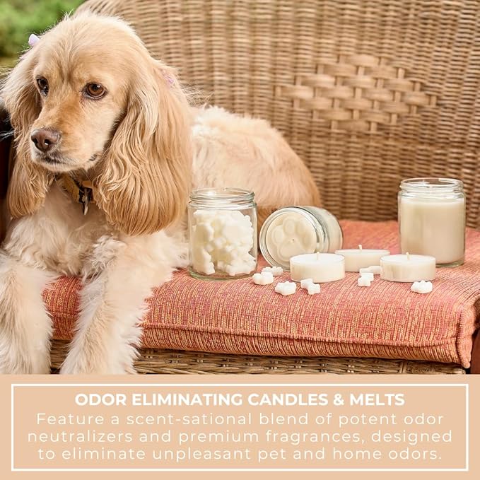 9oz Pet Odor Eliminator Deodorizer Candle, Long-Lasting Vanilla Scented, Non Toxic, Natural Plant-Based Wax Blend