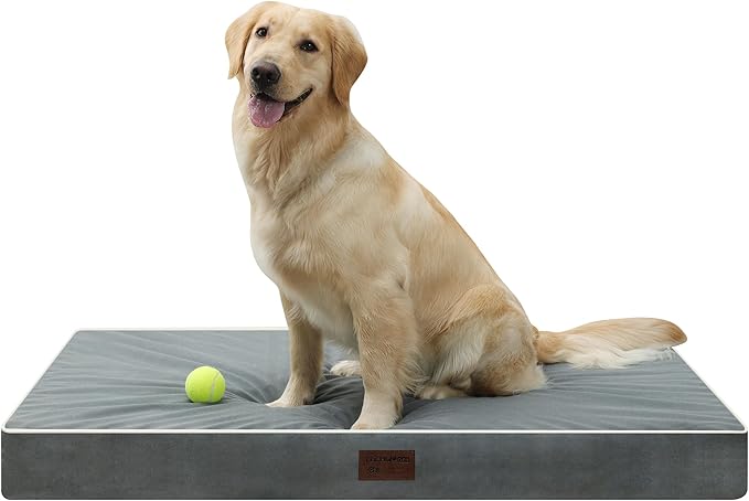 Dog Bed Mats for Large Big Dogs - Orthopedic Dog Pet Bed Thick Egg Foam Crate, Removable Washable Cover, Non-Slip Bottom Durable Dog Crate Bed Mat (Dark Gray, XXL(47''x29''x4''))