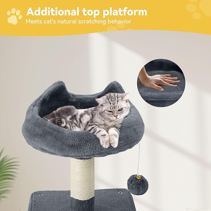 DWVO 54 in Multi-Level Cat Tower: Cats Tree for Indoor Kittens, Pet Furniture with Kitty Condos, Sisal Scratching Posts, Plush Perches, Cozy Hammock, Dark Gray