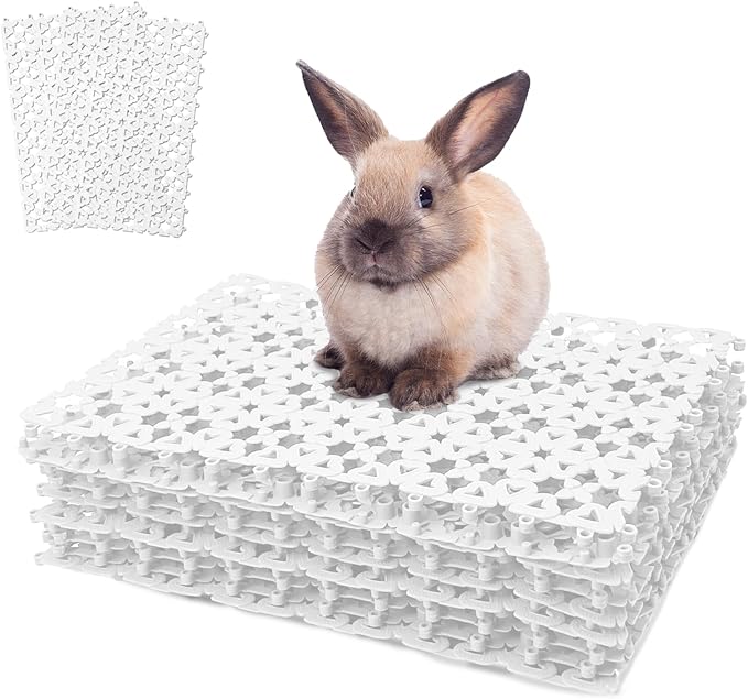 kathson 8PCS Rabbit Feet Pad Plastic Cage Mat Floor Mats Bunny Hole Leak Water Pads for Hamster Rat Chinchilla Guinea Pig and Other Small Animals(White)