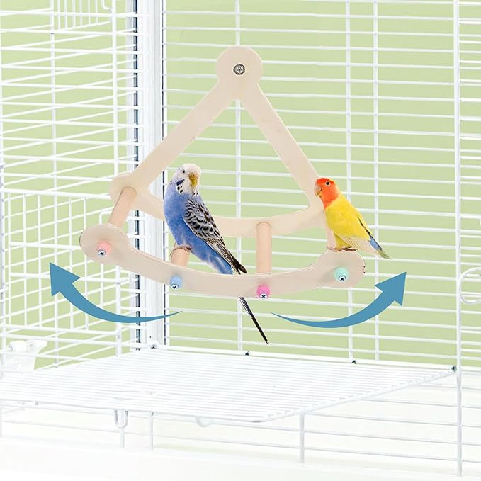 Bird Perch Toy, Interactive Rocking Parakeet Toys and Perches, Intelligence Puzzle Birds Enrichment Toy for Parrot, Bird Cage Accessories Perch for Budgies(Pirate Ship)