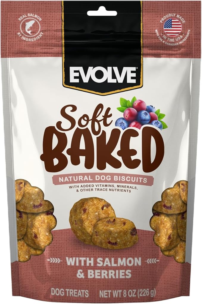 Evolve Soft Baked Salmon & Berry Recipe Dog Biscuits, 8 oz.