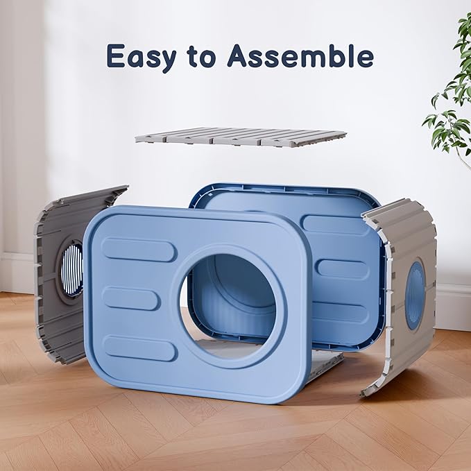Outdoor Cat House, Outside Cat Shelter with Dual Ventilation Waterproof Resin Pet House for Indoor and Outdoor Use Shelter Pet Home for Cats Small Dogs, Blue