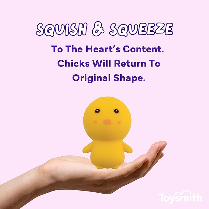 Farm Fresh Chick-in Costume Squeezable Toy – 2-Pack Yellow Chick Fidget Animals with Bunny & Frog Costumes – Soft Squishy Sensory Toys, Stress Relief Gift, Party Favors for Kids Ages 3+
