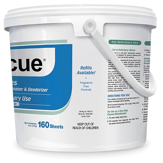 REScue One-Step Pet Wipes - Cleaner for Kennels, Litter Boxes & More, Extra Large 11x12 Inch Wipes, 160-Wipes Bucket
