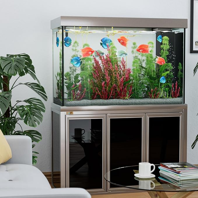 Silver Edition 145 Gallon Fish Tank Premium Tempered Ultra Clear Glass Complete Aquarium Setup