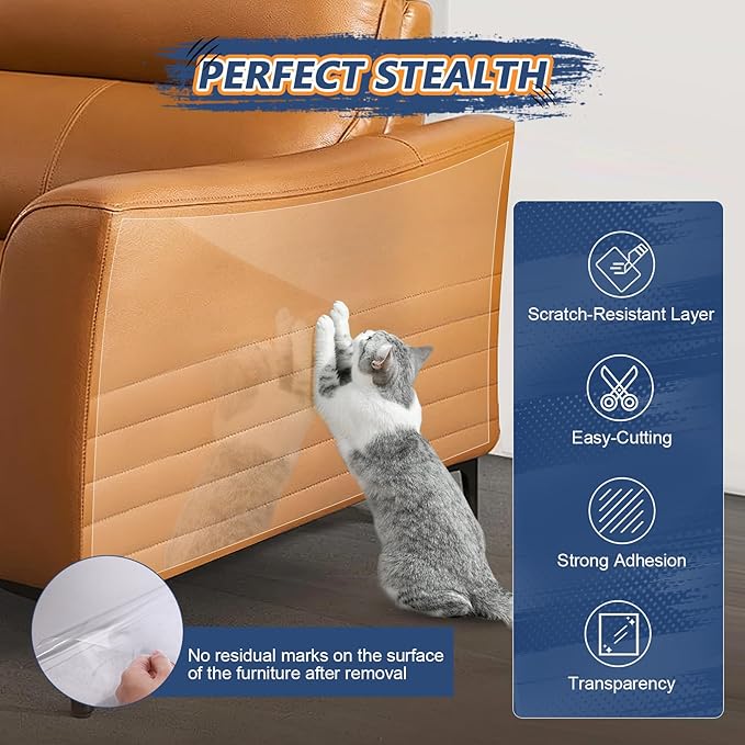 Eunice Cat Scratch Furniture Protectort, 17 x 11.8 in 10 Pack Couch Protector from Claws,Self-Adhesive Tape for Furniture - Easy to Remove Anti Scratch Furniture Protector