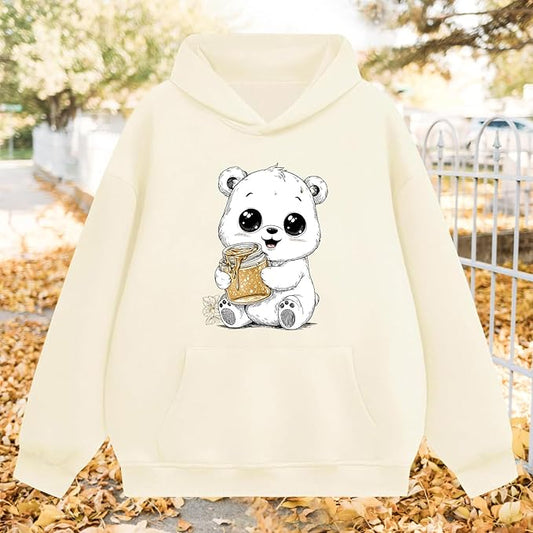 Oversized Hoodies for Women 2025 Trendy Cute Dog Cat Print Sweatshirts Hooded Pullover Tops with Kangaroo Pocket