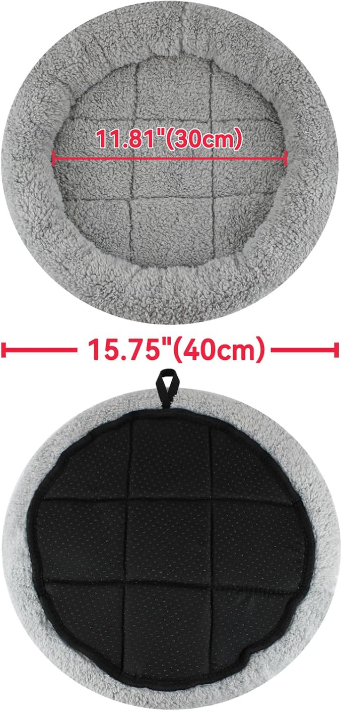 PETLESO Cat Bed Mat 15.75" Round Pad with Pillow Around, Indoor Soft Warm Pet Bed for Cats Dogs Rabbit Curling Sleep/Nap, Antiskid Bottom, Washable, Medium