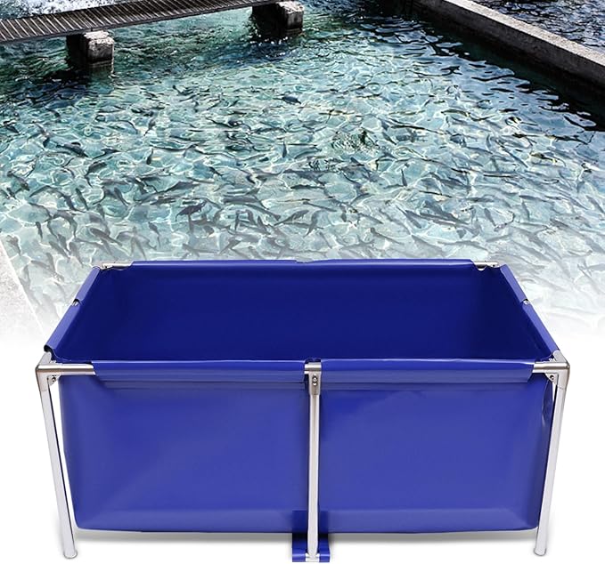 Pool Pond | Canvas Fish Pond | Portable Canvas Aquarium Tank | 47.2x31.4x19.6in Large Capacity | Stainless Steel Frame | Easy Drain Valve | for Fish, Lobster & Prawns