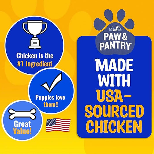 Paw & Pantry 5" Soft & Chewy Stick Twists - Real Beef & Turkey - Pack of 50 Rawhide-Free, Grain-Free Dog Twist Sticks - Healthy Training Treats for Any Size Pup