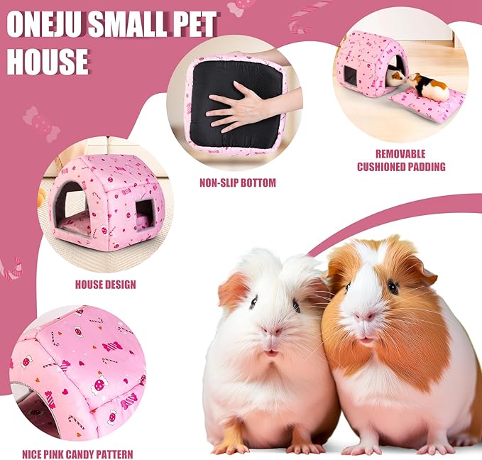 Guinea Pig Hideout - Guinea Pig Bed, Bunny Hideout, Rabbit Bed, Ideal House Bed for Small Pets, Pink Candy Pattern