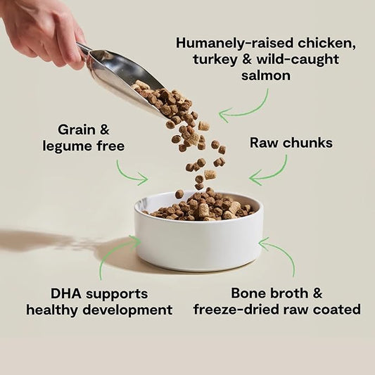 Open Farm, RawMix Dry Cat Food, Protein-Packed Kibble Coated in Bone Broth with Freeze Dried Raw Chunks, Formulated for Kittens, Chicken with Turkey & Wild-Caugh Salmon Recipe for Kittens, 8lb Bag