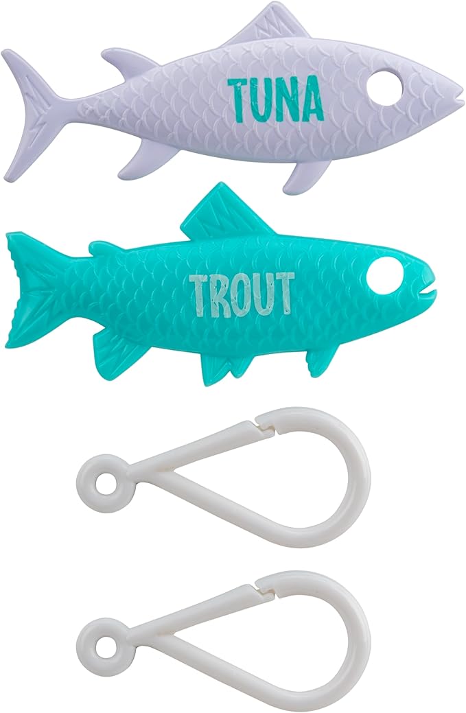 Cat Caster Fishing Pole Toy | Tangle Free & Easy to Store. Includes Two Interchangeable Teaser Toys | The Ultimate Gift for Kitty Lovers, Fish Bone