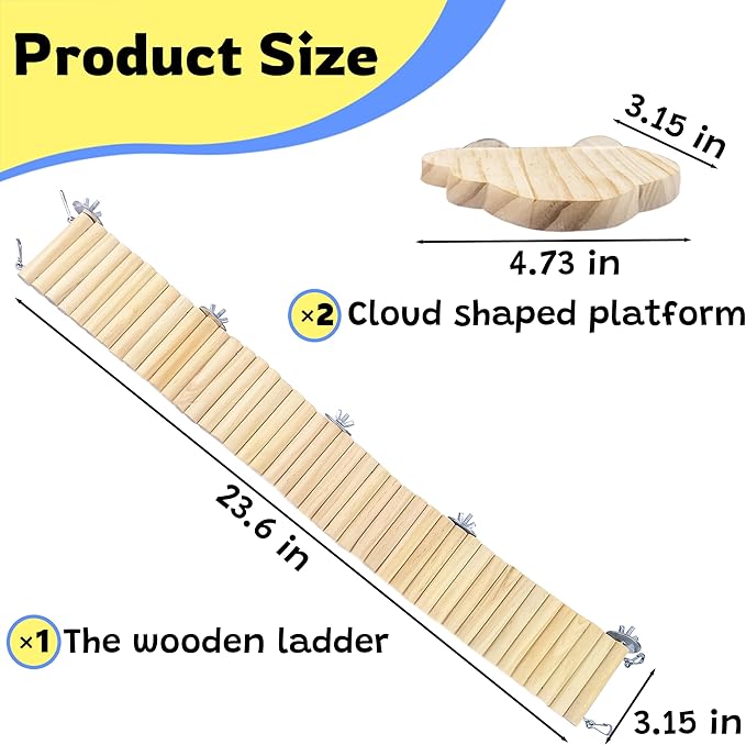 Hamster Suspension Bridge Toy，Small Animal Climbing Toys,Chinchilla Cage Natural Wood Flexible Platform Toy,Suitable for Hamsters, Chinchillas, Guinea Pigs, Birds, Small Animals