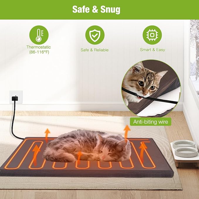 GUTINNEEN Heated Cat House with Heating Pad & 100% Insulated Liner, Weatherproof Outdoor Kitty Shelter for Winter, Warm Shelter for Outdoor Cats and Feral Cats