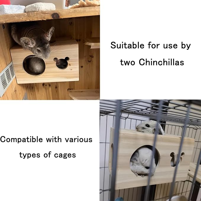 Chinchilla House – Natural Wooden Pet Hideout with Wooden Peg, No Paint, Safe & Durable, Ideal for Teeth Grinding