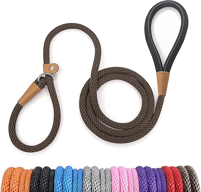 lynxking 5 FT Dog Leash Slip Lead 2 Pack Strong Heavy Duty Braided Dog Training Leash No Pull Training Lead Leashes for Medium Large and Small Dogs