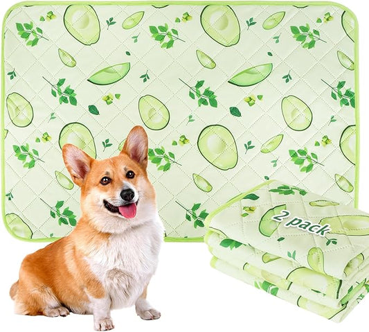 BVAGSS Washable Pee Pads for Dogs, 2 Pack Reusable Leakproof Puppy Wee Wee, Non-Slip Waterproof Pet Training, Super Absorbent Whelping XH081 (Avocado, 36X24 Inch)