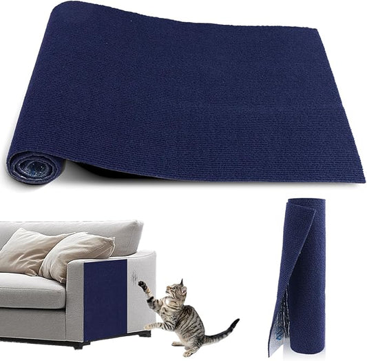 Self-Adhesive Cat Scratch Mat Trimmable Cat Scratching Post Carpet 39in Durable Carpet Mat Pad Replacement for Cat Tree Shelves Post Couch, Furniture, Walls & Doors DIY Cat Climbing Mat(Dark Blue)