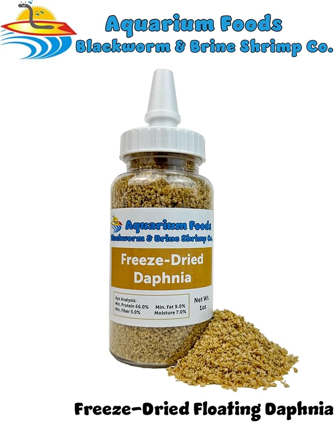 Aquatic Foods Inc. Freeze-Dried Daphnia for All Freshwater's, Marine's, Baby Pond Fish, Invertebrates, Corals, Anemones, All Tiny Nano, Fry and Babies…1oz Med Squeeze Bottle