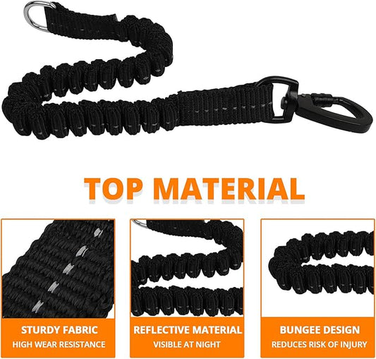 Rope Dog Leash 5 FT: Heavy Duty Leashes with Swivel Lockable Hook Reflective Threads Bungee and Padded Handle - Dog Lead for Large Small Medium Dogs Outside Walking Hiking Orange