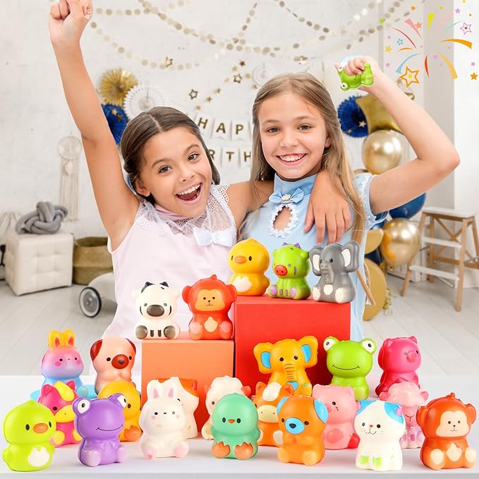 LiYiQ 48Pcs Animal Squishy Toys Stress Balls for Adults Squishy Fidget Toys Desk Pets Fidget Pack Bulk with Squishy Monkey Cat Dog Squishy Balls Party Favors Goodie Bag Stuffers for Classroom Exchange