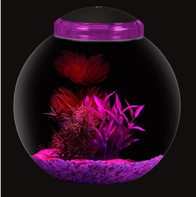 Koller Products 3-Gallon Globe Fish Bowl, Impact- Resistant Plastic Fish Tank with LED Lighting, Crystal-Clear Clarity, Desktop Aquarium Tank for Betta Nano Goldfish Peacockfish Zebrafish, Home Décor