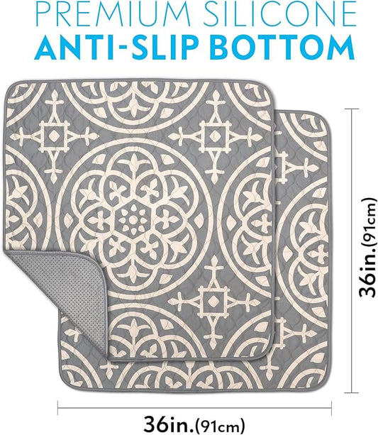 Paw Inspired Designer Print Dog Pads (2 Pack) | Premium Washable Pee Pads | Reusable Puppy Pads for Potty Training, Whelping, Waterproof Mat | Leakproof, Non-Slip Liner (Medallion Style, 36"x36" Size)