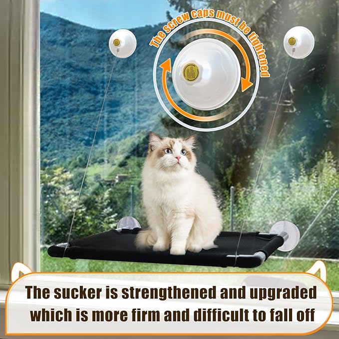 Cat Window Hammock Bed with Suction Cups – Foldable Window Perch & Shelves – Extra Large Bed for Indoor Cats, Holds 2 Large Cats