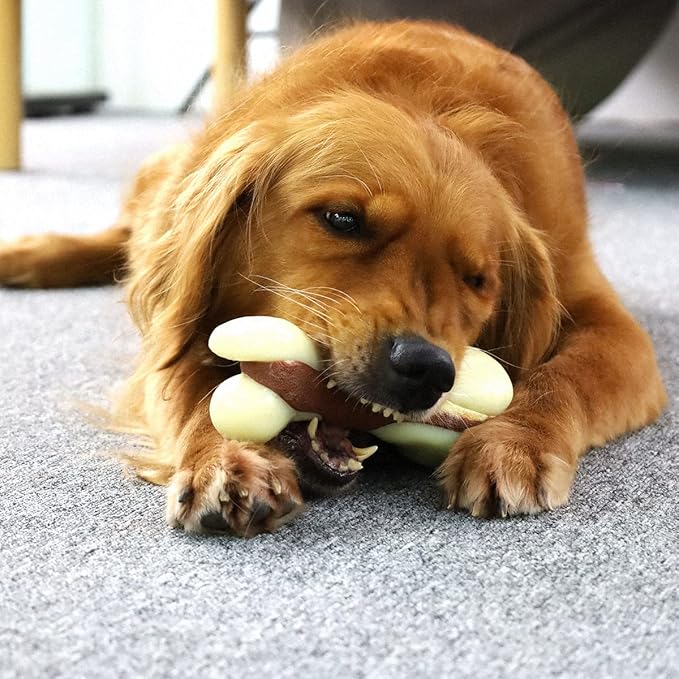 Tikaton Dog Chew Toys for Aggressive Chewers, Vension Flavor Durable Dog Teething Chew Toys Bones for Large/Medium/Small Puppies