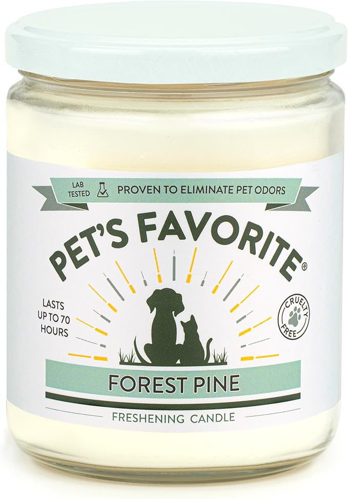 Pet's Favorite Pet Odor Candle, Clean Burning, Long Lasting Scented Candles with a Cotton Wick. (Forest Pine, Pack of 1)