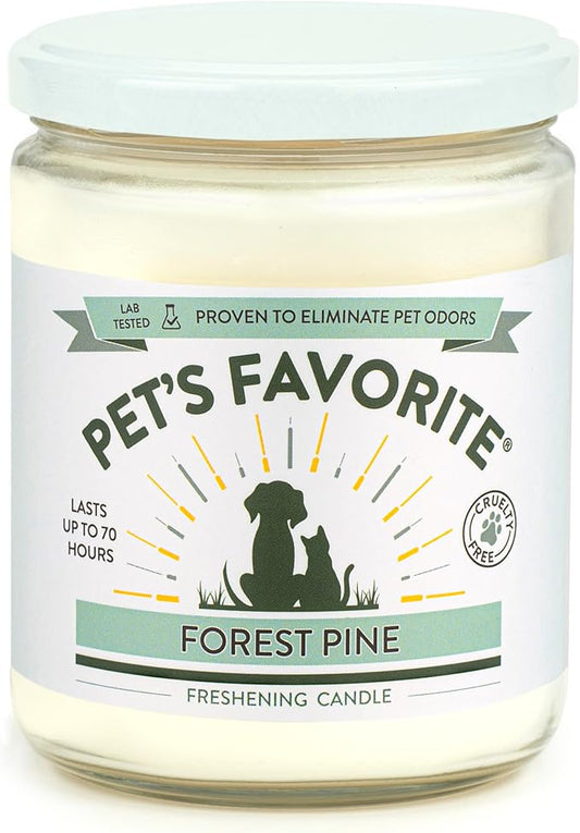 Pet's Favorite Pet Odor Candle, Clean Burning, Long Lasting Scented Candles with a Cotton Wick. (Forest Pine, Pack of 1)