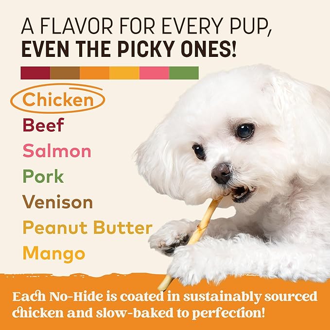 Earth Animal No-Hide Stix Chicken Recipe Natural Rawhide Alternative Dog & Cat Chews - 20 Count Value Pack
