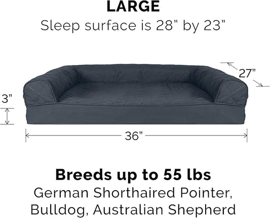 Furhaven Orthopedic Dog Bed for Large/Medium Dogs w/ Removable Bolsters & Washable Cover, For Dogs Up to 55 lbs - Quilted Sofa - Iron Gray, Large