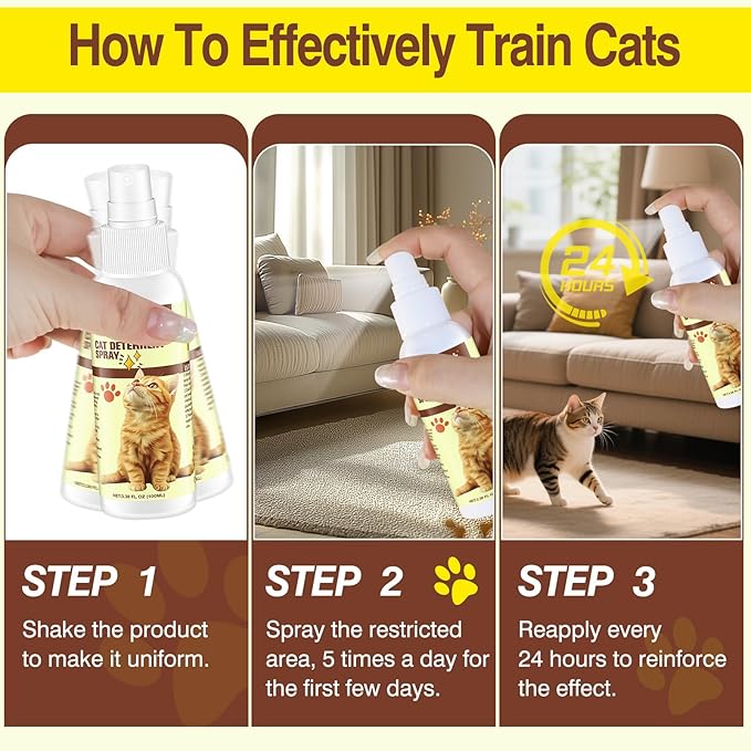 Cat Deterrent Spray, Effective Pet Spray for Anti Cats Scratch Furniture, Curtain, Sofa and Plant, Cat Scratch Deterrent Aid for Pet Behavior Training(3.38oz)